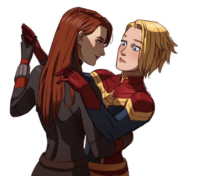 Black Widow and Captain Marvel by alienhominid2000